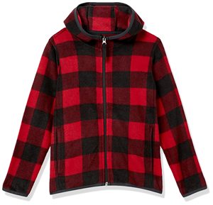 Sweat-shirt à capuche en polaire à carreaux rouge et noir pour homme, fermeture éclair intégrale, coupe classique, veste décontractée d'hiver - Product Image 1