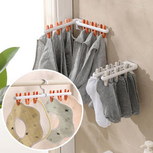 Pinces à linge en plastique pour usage domestique avec installation par crochet pour chaussettes et vêtements, organisateur gain de place, forme rectangulaire, PP - Product Image 5