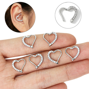 <span class=keywords><strong>Piercing</strong></span> Hipoalergénico de Acero Inoxidable con Forma de Corazón y Bisagra para Septum, <span class=keywords><strong>Daith</strong></span>, Oreja y Cartílago, Joyería Corporal - Product Image 4