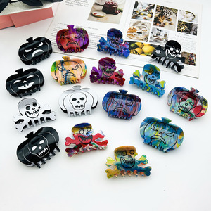 กิ๊บติดผมรูปฟักทองสยองขวัญรูปหัวกะโหลกและอะคริลิคสำหรับแต่งตัวในเทศกาลฮาโลวีน - Product Image 1