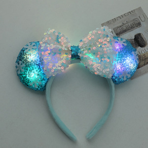 Desain 2025 ikat kepala telinga <span class=keywords><strong>Mickey</strong></span> LED manis pita rambut Flash surga Lescent Putri ikat kepala tikus - Product Image 3