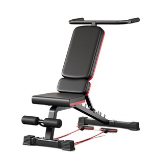 Banco de pesas multifuncional ajustable para el hogar, equipo para abdominales, color negro y rojo, para uso en interiores. - Product Image 2