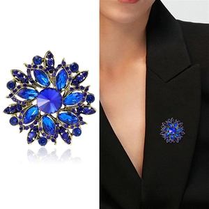 Broche Floral <span class=keywords><strong>de</strong></span> Lujo Vintage al por Mayor, <span class=keywords><strong>de</strong></span> Aleación con Pedrería Multicorte, Estilo Corte, para Banquete y Boda, Joyería para Mujer - Product Image 2
