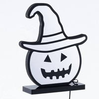 Chapeau de citrouille d'Halloween personnalisé à LED, Lampe tunnel 3D à miroir infini, Enseigne néon à intensité variable, Alimentation USB/Piles pour Fête
