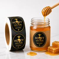 Etiqueta Adhesiva Personalizada con Logotipo en Dorado Mate sobre Negro, Etiqueta de Vinilo Adhesiva Impermeable para Alimentos, Rollo de Etiquetas para Botellas, Etiqueta para Productos