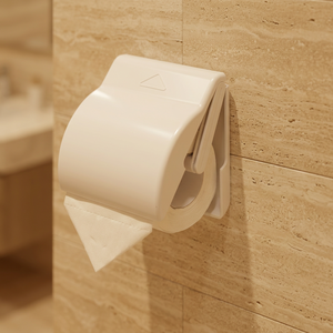 Support mural rectangulaire moderne en plastique pour papier toilette avec couvercle et support, boîte de rangement pour rouleau de papier toilette blanc pour salle de bain - Product Image 3