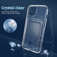 Uslion — coque de téléphone 2 en 1 avec porte-cartes de crédit, étui Transparent, résistant aux chocs, portefeuille de cartes, pour iPhone 13 Pro max
