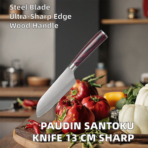 <span class=keywords><strong>PAUDIN</strong></span> Santoku-Messer 13 cm Edelstahl Ultrascharf Holzgriff Küchenmesser - Product Image 2