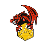 Broche personnalisée par le fabricant, cadeau amusant pour la Saint-Valentin, dés de D&D, épinglette en émail rigide ou souple sur le thème de l'anime, vente en gros