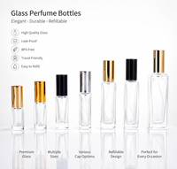 Flacon pulvérisateur carré transparent en verre de 3 ml et 5 ml avec base épaisse pour échantillons de parfum, huiles essentielles et cosmétiques (pour le transfert)