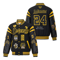 En stock Veste universitaire brodée en cuir PU, style baseball vintage, classique, tendance, jeune et stylée, inspirée des films