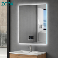 Miroir intelligent avec éclairage LED, interrupteur tactile, anti-buée, miroir de vanité mural rectangulaire pour salle de bain et maison
