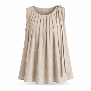 Débardeur en lin sans manches pour femme, à pois, col plissé, avec lien latéral, coupe ample, décontracté, pour le printemps et l'été, étiquettes personnalisées OEM, vente en gros - Product Image 1