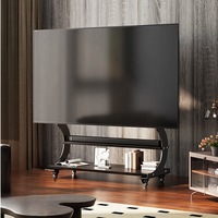 Carro de soporte de TV rodante, pantalla LED LCD de 50 a 100 pulgadas, carrito de exhibición de TV de estudio móvil con estante de madera