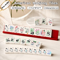 Jeu de Mahjong sur le thème du panda de style américain avec tuiles en acrylique, jeu complet pour 4 joueurs, taille 38 mm, emballage en boîte en carton
