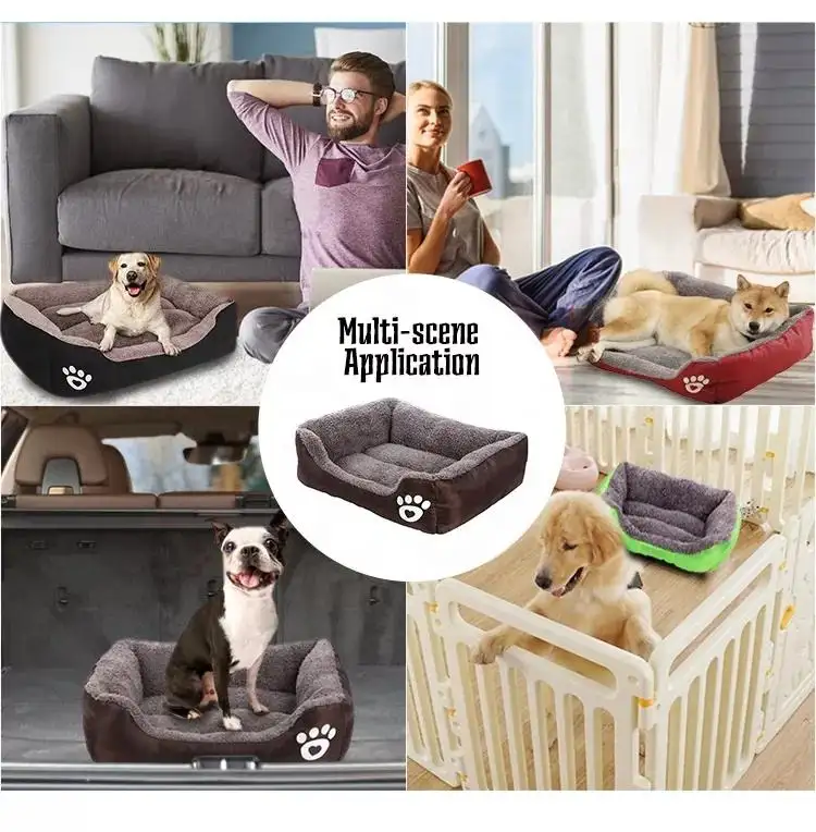 Canapé de luxe pour petits et moyens chiens, lit à carreaux amovible et lavable, vente en gros