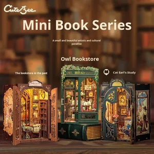 <span class=keywords><strong>CuteBee</strong></span> Nouveau style Mini Book Nook Hibou Puzzle en bois fait à la main DIY Ensemble de meubles pour cadeaux - Product Image 1
