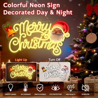 Panneau néon Joyeux Noël avec interrupteur à intensité variable, alimenté par USB, décoration murale artistique, lumière de nuit, cadeau pour la maison, intérieur