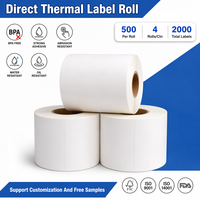 Rouleau d'étiquettes thermiques directes 4x6 pouces, recyclables, autocollantes, imperméables, pour imprimante thermique, vente en gros