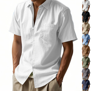 Camicia da Uomo Casual a Maniche Corte/Lunghe, Elasticizzata, Antipiega, Tinta Unita, Slim Fit, Elegante per Business - Product Image 1