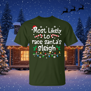 T-shirt de Noël « Les plus probables à participer au concours de la traînée du Père Noël », chemise de fête assortie pour la famille - Product Image 3