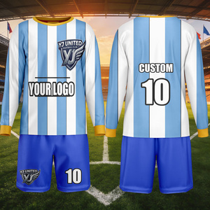 Camiseta de Fútbol Azul Cielo y Blanca Personalizada OEM ODM, Talla Grande Disponible, Tejido Transpirable para Entrenamiento y Partido - Product Image 2