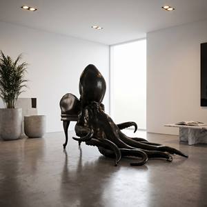 Grand siège <span class=keywords><strong>de</strong></span> pieuvre 2m Sculpture en fibre <span class=keywords><strong>de</strong></span> verre Design animalier Hôtel Jardin Parc Décoration Résine Artisanat Produit - Product Image 4