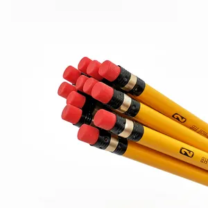 プレミアム品質の7インチポプラ材丸い六角形の黄色の鉛筆 #2 hb鉛筆消しゴム学校の執筆用