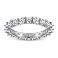 Bague éternelle complète en argent sterling 925 avec moissanite DVVS1, 2 mm/3 mm en option, bague empilable pour usage quotidien, cadeau d'anniversaire