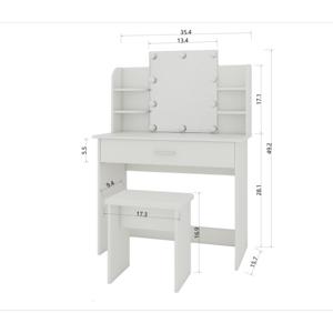Vanity Dresser Table With Mirror And <b>Drawer</b> For <b>Makeup</b> Storage - Product Image 4