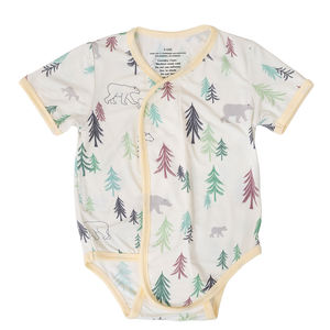 Mameluco para Bebé con Diseño de Oso, 95% Bambú, 5% Elastano, Silencioso, con Velcro, Manga Corta, Sin Miedo al Cambio, Unisex, Etiquetas con Logotipo Personalizado - Product Image 2