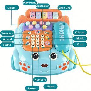 Téléphone jouet pour bébé, smartphone de dessin animé simulé avec fonction de tirage, appels, jeu de piano, musique éducative précoce, apprendre à frapper l'hamster - Product Image 5