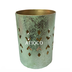 เชิงเทียนเหล็กและทองแดงเชิงเทียนสีเหลืองเสาโลหะสำหรับตกแต่งคริสต์มาสและงานแต่งงานมีไฟ - Product Image 3