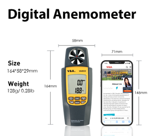 VA8022 기상을위한 디지털 휴대용 풍속계 무선 풍속계 윈드 서핑 연 비행 요트 서핑 낚시 - Product Image 3