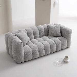 <span class=keywords><strong>Sofa</strong></span> kain gaya Zen dengan bulu domba Teddy, <span class=keywords><strong>Sofa</strong></span> kompres warna krim Marshmallow - Product Image 2