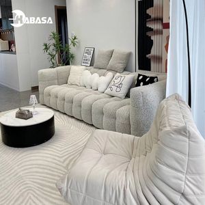 Sofá de tela flocado <span class=keywords><strong>nórdico</strong></span> sala de estar perezosa moderno simple luz lujo pequeño apartamento red creativa sofá de nube roja - Product Image 5