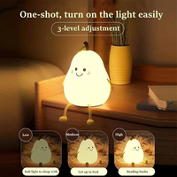 Lampe de nuit en silicone LED Super Squishy à intensité variable pour chambre d'enfant Lampe à poire rechargeable USB à commande tactile Lampe 7 couleurs