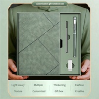 Ensemble de carnets cadeaux en papier A5 à couverture souple avec impression personnalisée, couverture en cuir PU, stylo inclus - Enregistrement des réunions de bureau