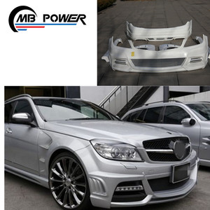 Kit de Carrocería Estilo W para Clase <span class=keywords><strong>C</strong></span> W204 <span class=keywords><strong>2011</strong></span>-2014, Material FRP, Parachoques con Luces LED, Faldones Laterales, Guardabarros, Precio de Fábrica - Product Image 1