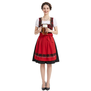 Vestido de Oktoberfest para Mujer, Diseño a Cuadros Rojos y Negros, con Cordones, Disfraz de Fiesta para Adultos - Product Image 5