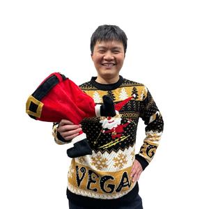 2025 Custom Logo Hersteller 100% Baumwolle Casual Pullover mit Rundhals ausschnitt Man <span class=keywords><strong>Ugly</strong></span> Christmas Pullover <span class=keywords><strong>Sweater</strong></span> - Product Image 2