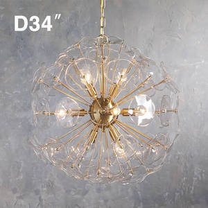 Lampadario Rotondo D43"/34"/25" per Ristorante, Lampada a Sospensione in Cristallo Semplice Moderna di Lusso Stile Nordico a Forma di Soffione per Soggiorno - Product Image 2