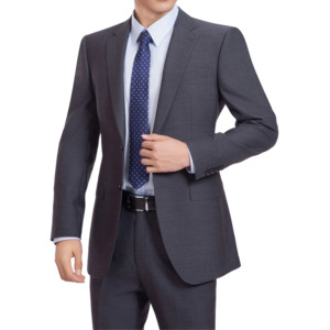 ファッショナブルなメンズビジネススーツ ダークグレー 無地 ノッチドラペル 通気性 プラスサイズ 純毛 エレガント - Product Image 3