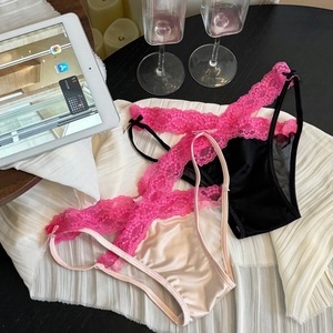 Đồ lót ren gợi cảm với thiết kế chéo, thắt lưng thấp, đáy quần cotton, khiêu dâm thuần khiết, quần tam giác nơ hình Trái Tim Mở cho nữ - Product Image 1