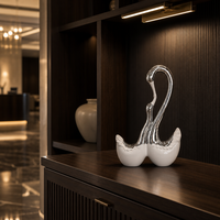 Figurine de cygne en céramique plaquée or Art Déco, double statue, texture martelée scintillante, centre de table de mariage, décoration intérieure