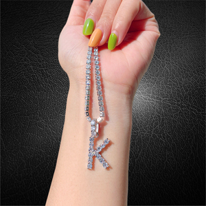 Best selling customized gold plated letter pendant necklace Tennis, Diamond Initial Choker necklace personalized women men - Product Image 1