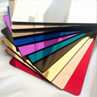 Plaque acrylique miroir couleur avec finition miroir argent, or et champagne pour aménagement de magasin et accent mural
