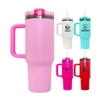 USA Warehouse Tasse de voyage isolée sous vide H2.0 40oz Gobelet noir avec poignée Gobelet plaqué noir pour graveur laser