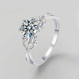 Bague classique en argent sterling S925 plaqué or 18 carats, 6 griffes, moissanite 1 carat, couleur D, série 9094, fortement recommandée - Product Image 2