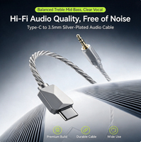 Cable de Audio USB-C a 3.5mm de Alta Fidelidad (Hi-Fi) DAC 32bit/384kHz, Cable Auxiliar de 4 Hilos Plateado para iPhone 16/Samsung, con Revestimiento de PVC